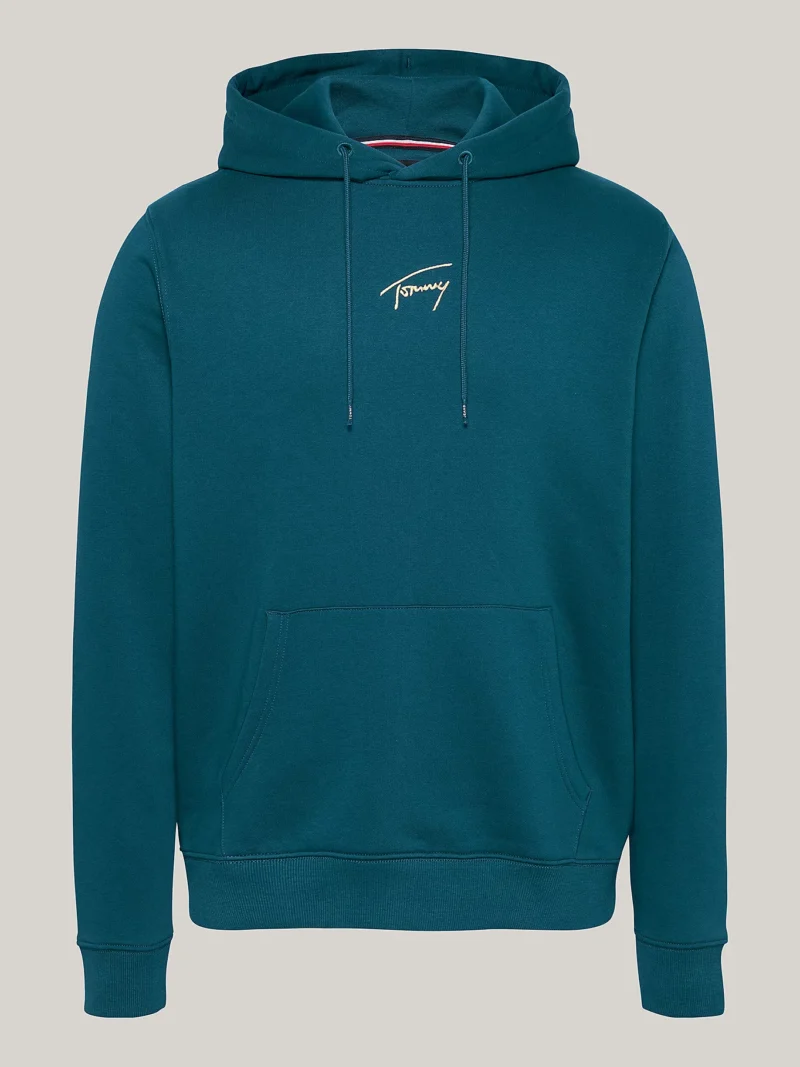 TOMMY HILFIGER - Felpa con cappuccio e logo firma dorato