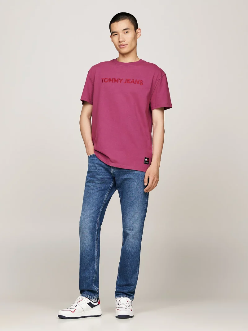 TOMMY HILFIGER - T-shirt tinta in capo con logo ricamato