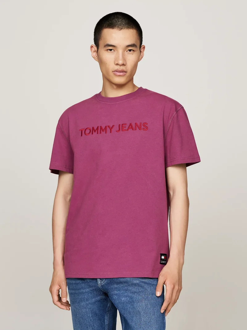 TOMMY HILFIGER - T-shirt tinta in capo con logo ricamato