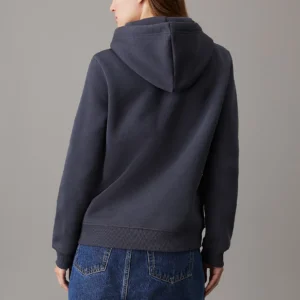 CALVIN KLEIN - Felpa con cappuccio con monogramma - Blu