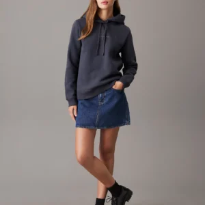 CALVIN KLEIN - Felpa con cappuccio con monogramma - Blu