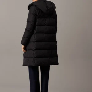 CALVIN KLEIN - Piumino lungo con cappuccio - Nero