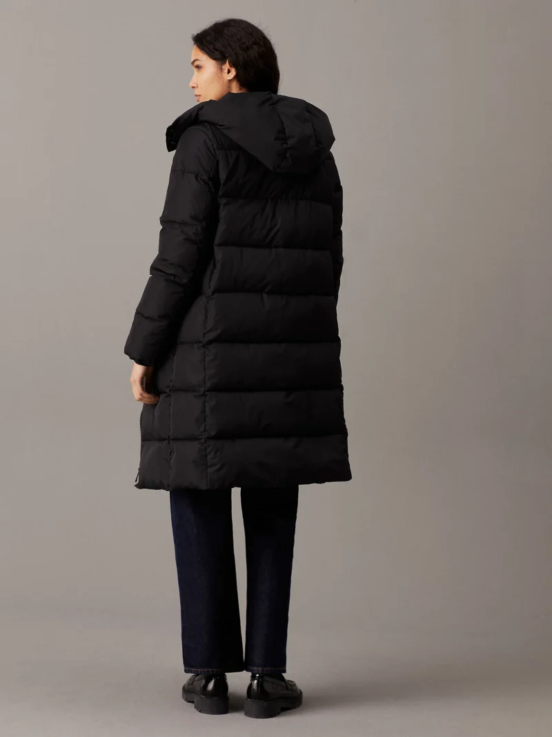CALVIN KLEIN - Piumino lungo con cappuccio - Nero