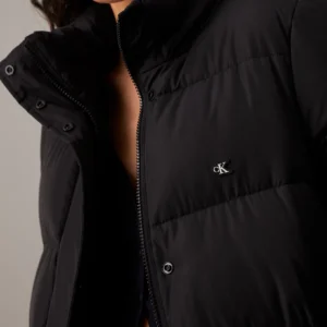 CALVIN KLEIN - Piumino lungo con cappuccio - Nero
