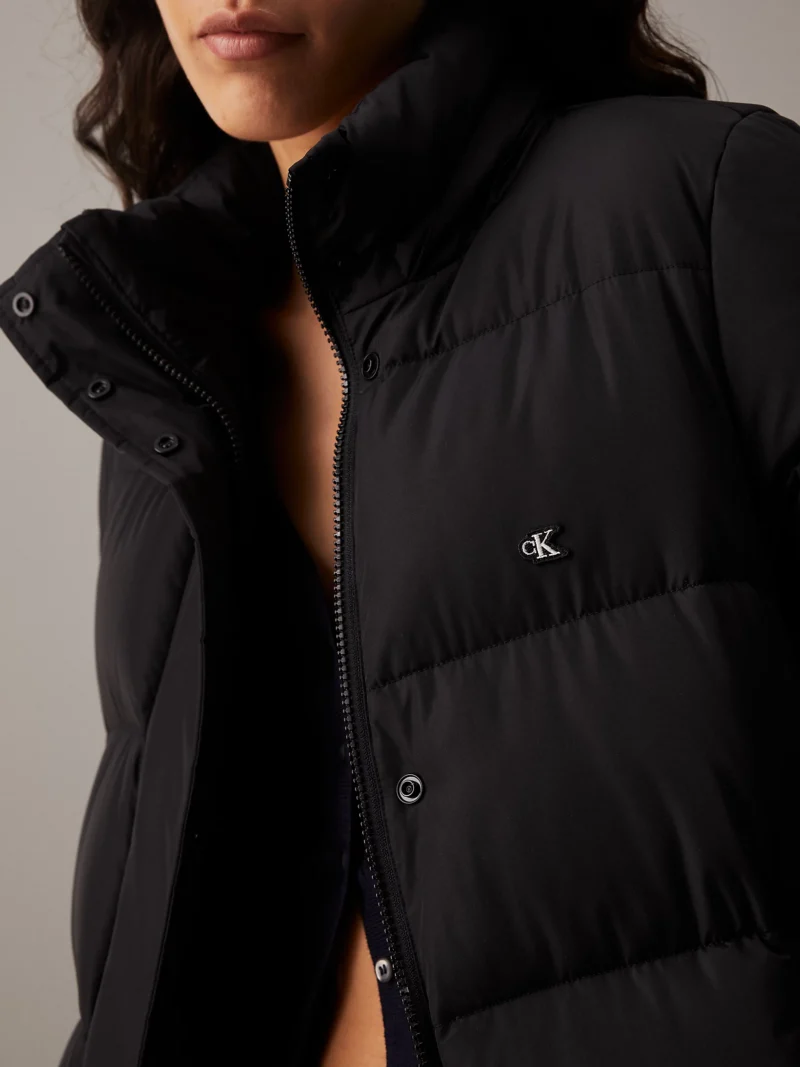 CALVIN KLEIN - Piumino lungo con cappuccio - Nero