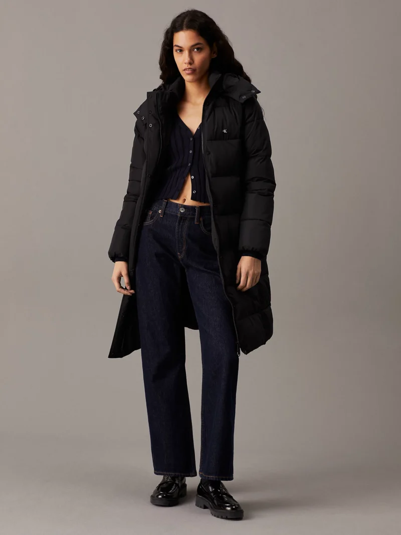 CALVIN KLEIN - Piumino lungo con cappuccio - Nero