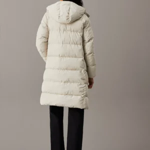 CALVIN KLEIN - Piumino lungo con cappuccio - Beige