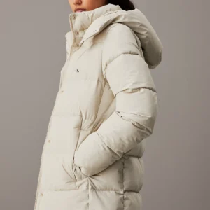 CALVIN KLEIN - Piumino lungo con cappuccio - Beige