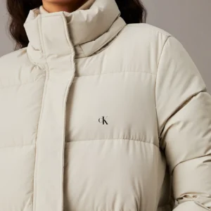 CALVIN KLEIN - Piumino lungo con cappuccio - Beige