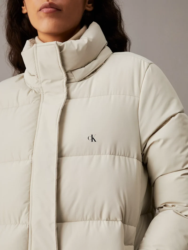 CALVIN KLEIN - Piumino lungo con cappuccio - Beige