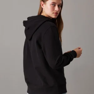 CALVIN KLEIN - Felpa con cappuccio in spugna di cotone e logo