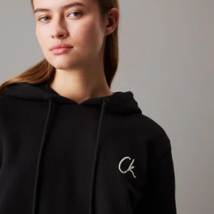 CALVIN KLEIN - Felpa con cappuccio in spugna di cotone e logo