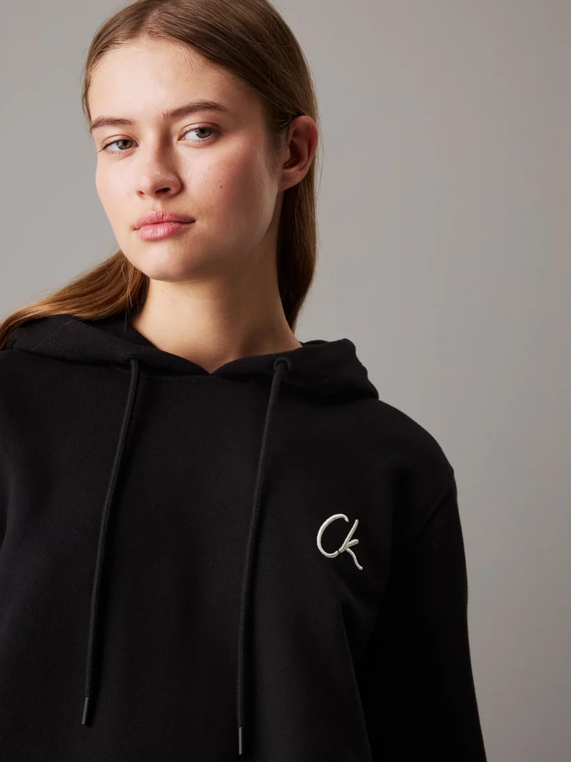CALVIN KLEIN - Felpa con cappuccio in spugna di cotone e logo