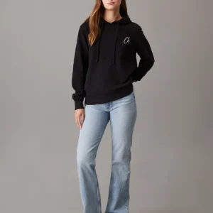 CALVIN KLEIN - Felpa con cappuccio in spugna di cotone e logo