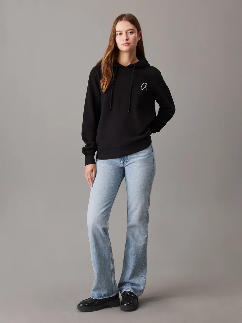 CALVIN KLEIN - Felpa con cappuccio in spugna di cotone e logo