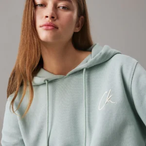 CALVIN KLEIN - Felpa con cappuccio in spugna di cotone e logo