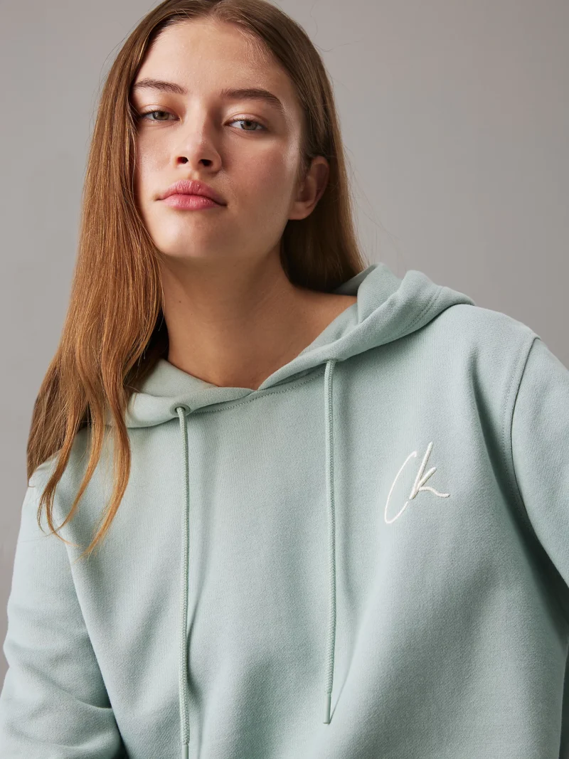 CALVIN KLEIN - Felpa con cappuccio in spugna di cotone e logo