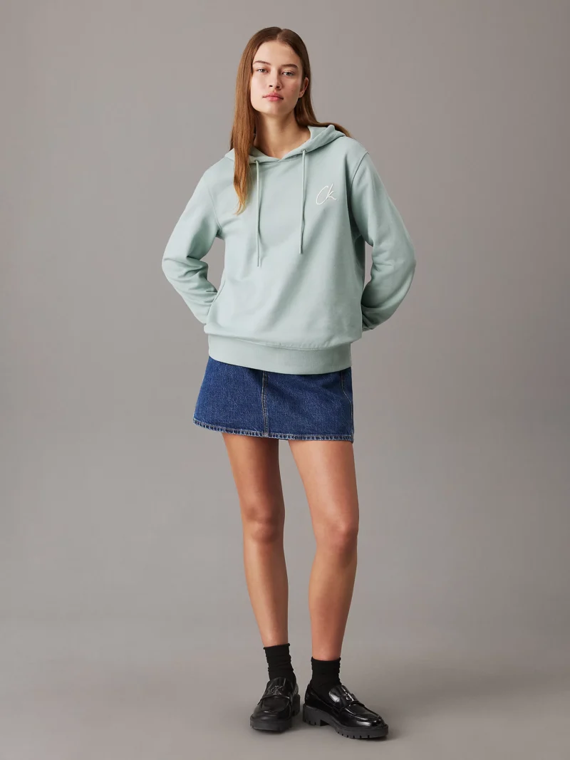 CALVIN KLEIN - Felpa con cappuccio in spugna di cotone e logo