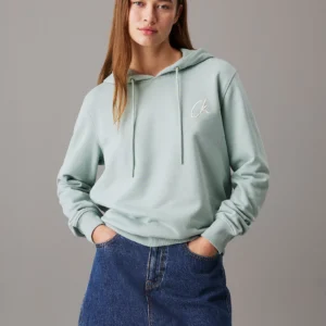 CALVIN KLEIN - Felpa con cappuccio in spugna di cotone e logo
