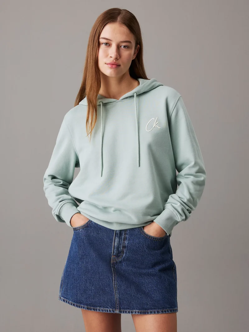 CALVIN KLEIN - Felpa con cappuccio in spugna di cotone e logo