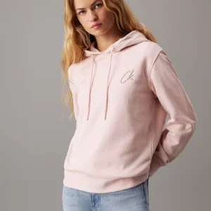 CALVIN KLEIN - Felpa con cappuccio in spugna di cotone e logo