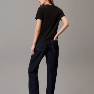 CALVIN KLEIN - T-shirt con monogramma in ciniglia - Nero