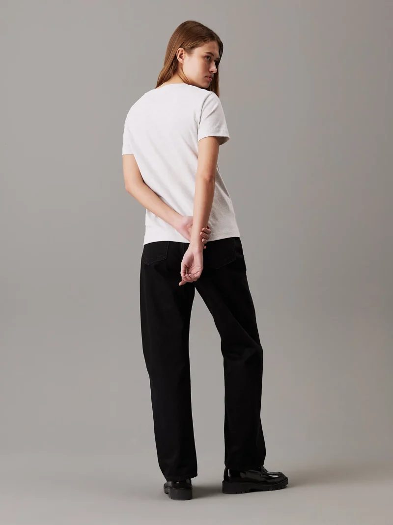 CALVIN KLEIN - T-shirt con monogramma in ciniglia - Grigio Chiaro