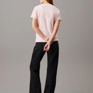 CALVIN KLEIN - T-shirt con monogramma in ciniglia - Rosa