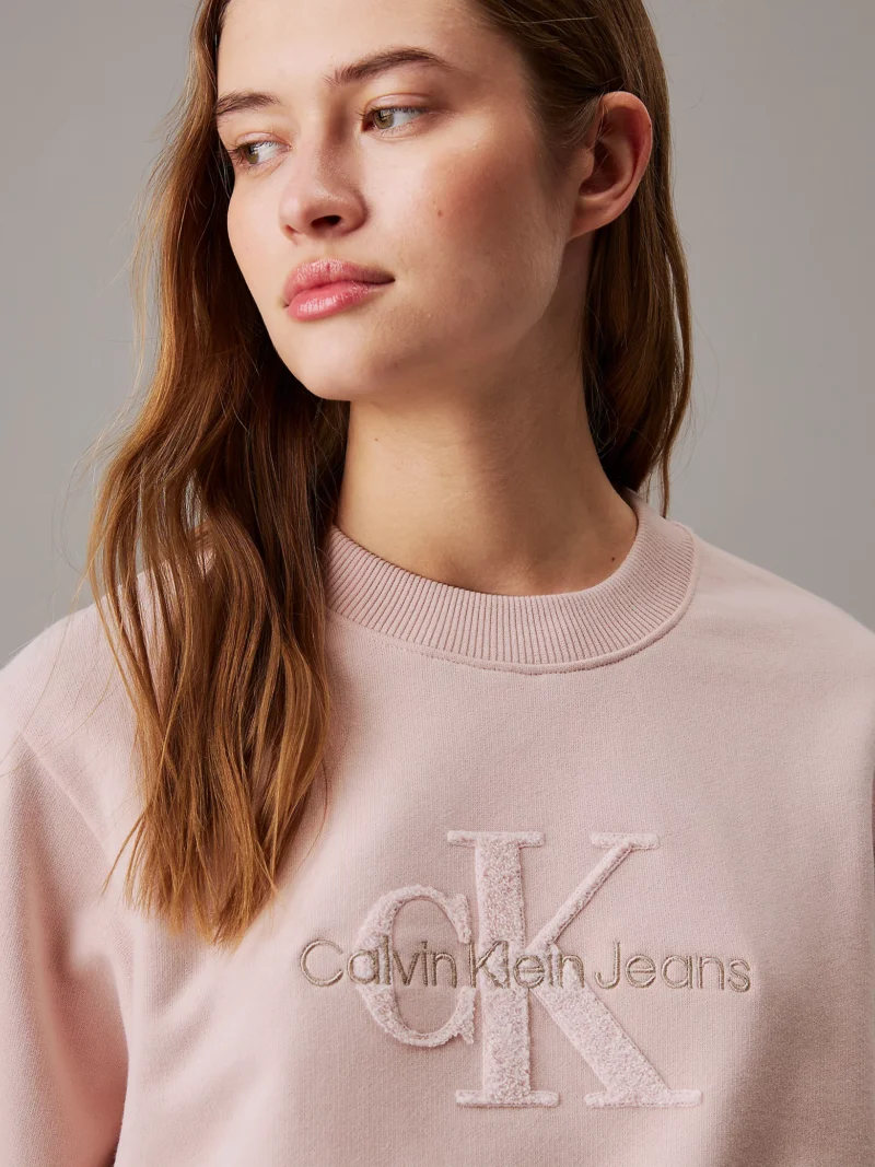 CALVIN KLEIN - Felpa con monogramma in ciniglia taglio relaxed