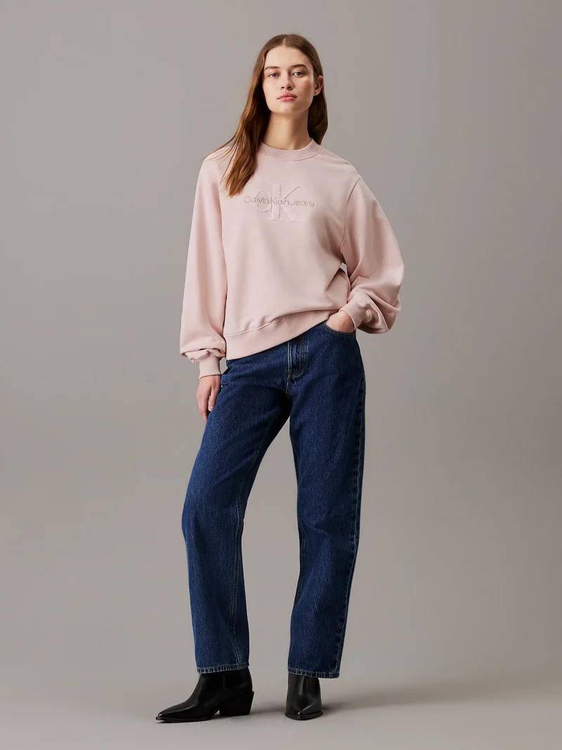 CALVIN KLEIN - Felpa con monogramma in ciniglia taglio relaxed