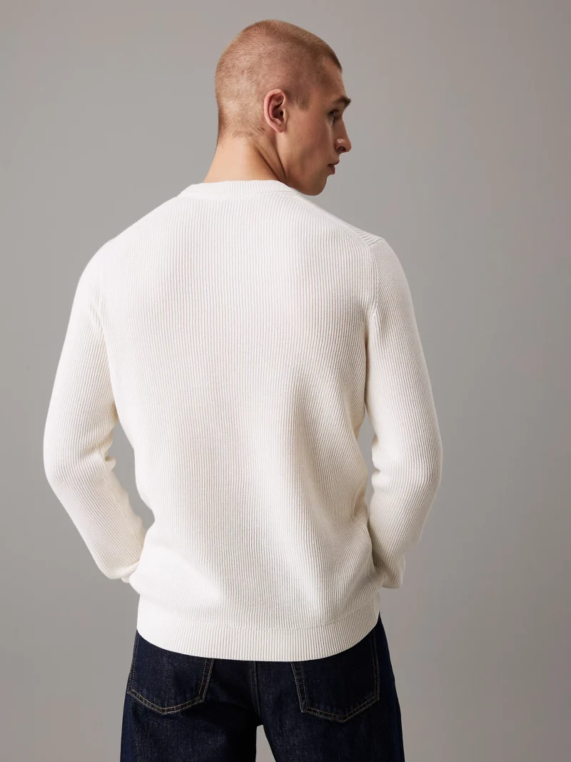 CALVIN KLEIN - Maglione con stemma in cotone a costine
