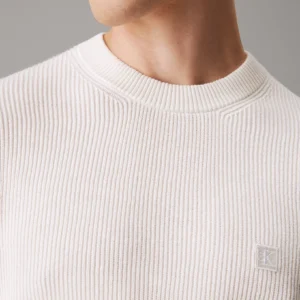 CALVIN KLEIN - Maglione con stemma in cotone a costine