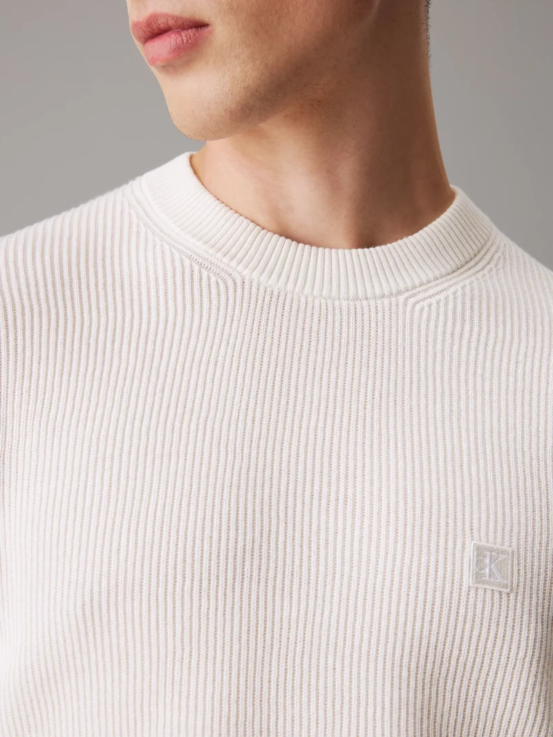 CALVIN KLEIN - Maglione con stemma in cotone a costine