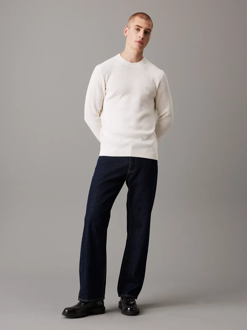 CALVIN KLEIN - Maglione con stemma in cotone a costine