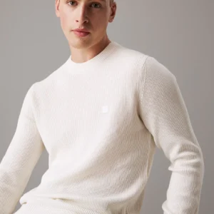 CALVIN KLEIN - Maglione con stemma in cotone a costine