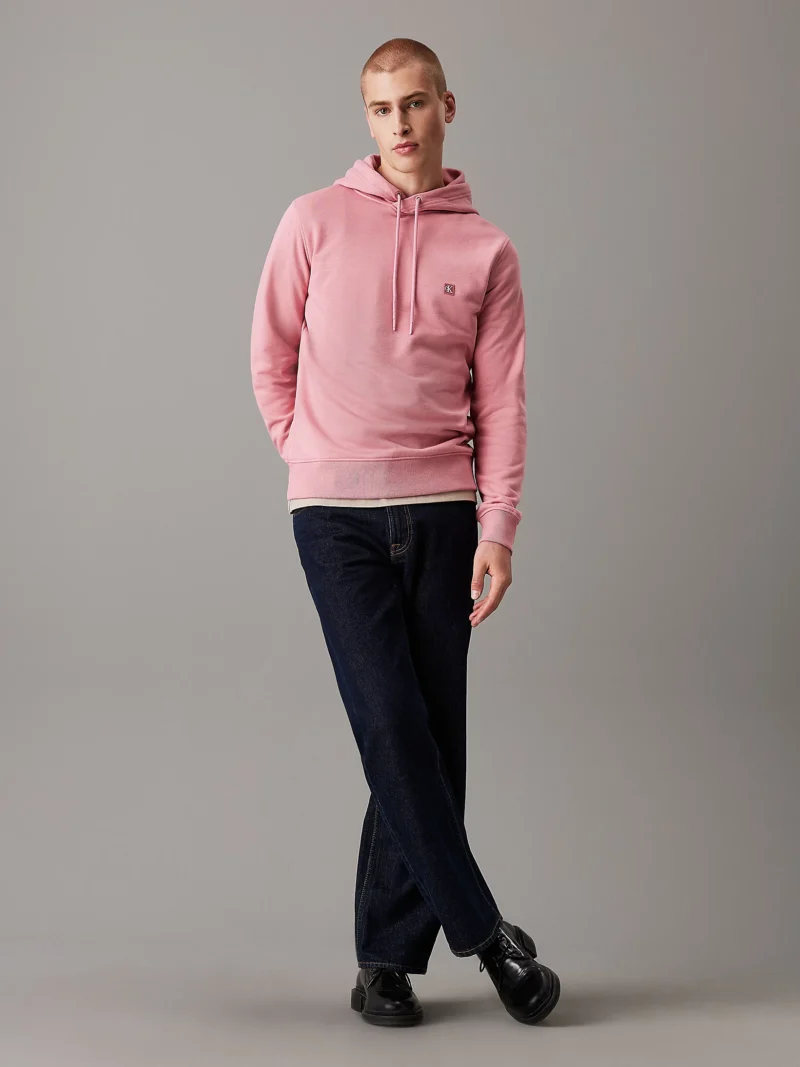 J30J325149_VLG_alternate3 CALVIN KLEIN - Felpa con cappuccio in spugna di cotone con stemma
