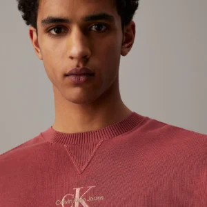 CALVIN KLEIN - Maglione di maglia in cotone con monogramma