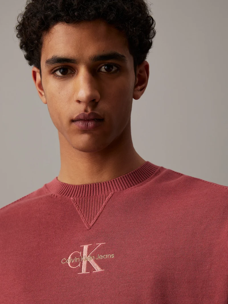 CALVIN KLEIN - Maglione di maglia in cotone con monogramma
