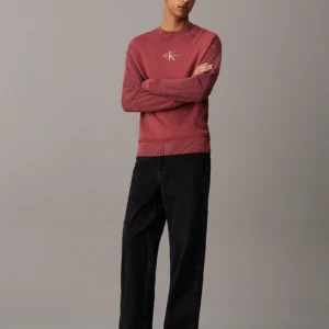 CALVIN KLEIN - Maglione di maglia in cotone con monogramma