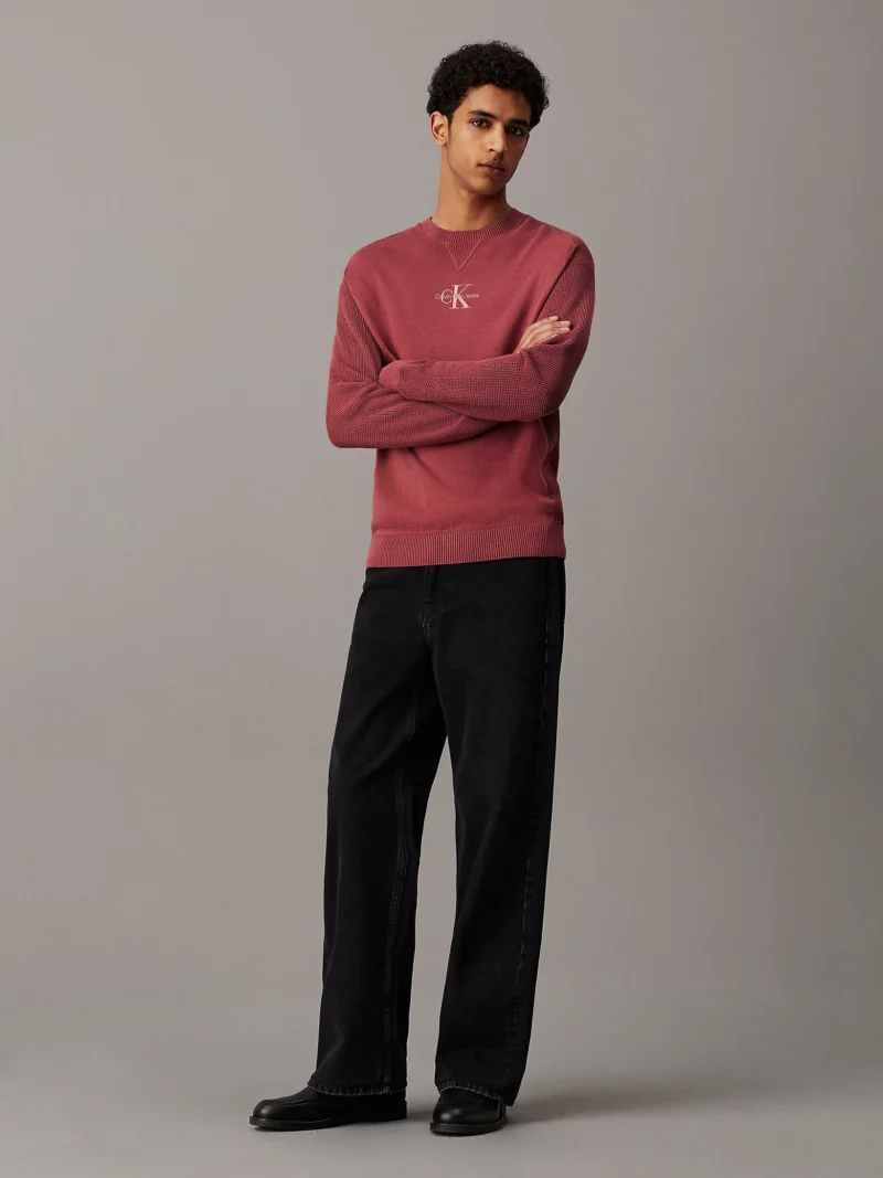 CALVIN KLEIN - Maglione di maglia in cotone con monogramma