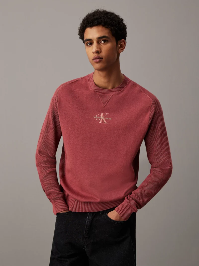 CALVIN KLEIN - Maglione di maglia in cotone con monogramma