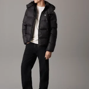 CALVIN KLEIN - Piumino imbottito con cappuccio - Nero