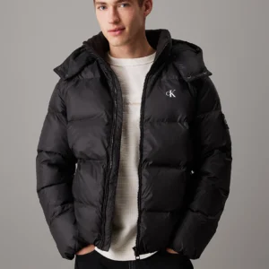 CALVIN KLEIN - Piumino imbottito con cappuccio - Nero