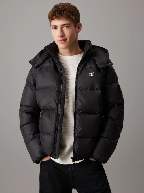 CALVIN KLEIN - Piumino imbottito con cappuccio - Nero