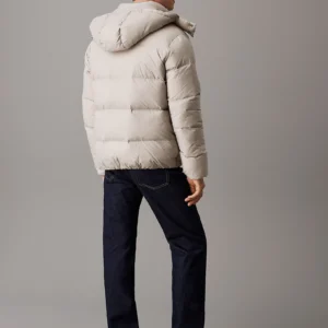 CALVIN KLEIN - Piumino imbottito con cappuccio - Grigio Chiaro