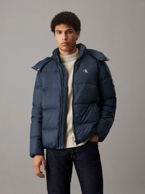 CALVIN KLEIN - Piumino imbottito con cappuccio - Blu