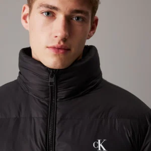 CALVIN KLEIN - Piumino lungo imbottito con cappuccio - Nero