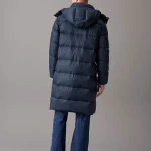 CALVIN KLEIN - Piumino lungo imbottito con cappuccio - Blu
