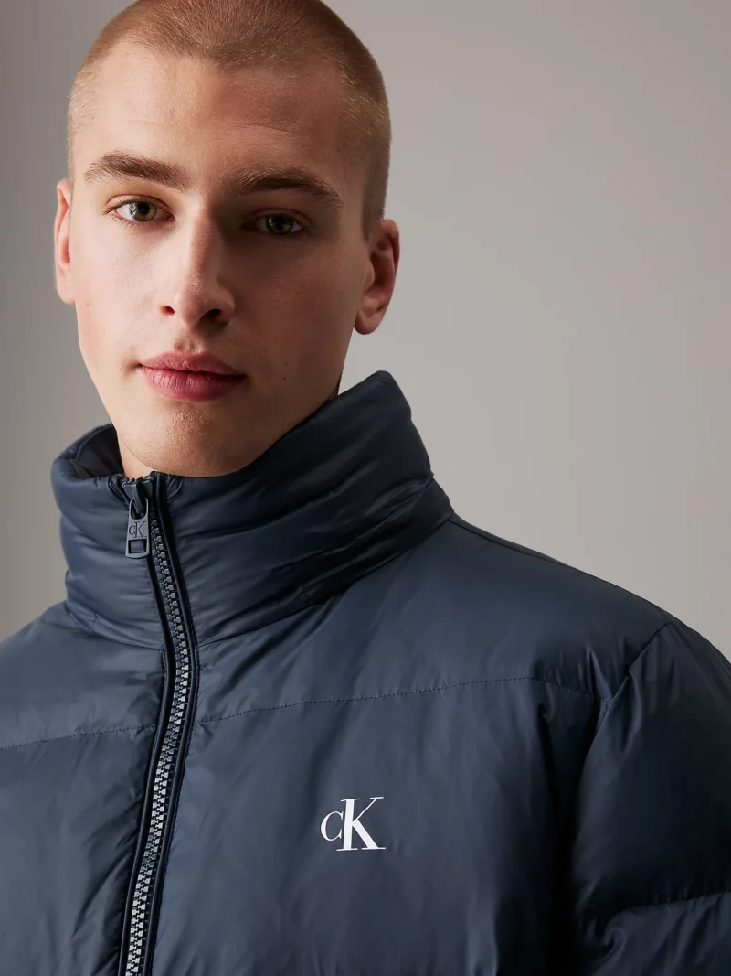 CALVIN KLEIN - Piumino lungo imbottito con cappuccio - Blu