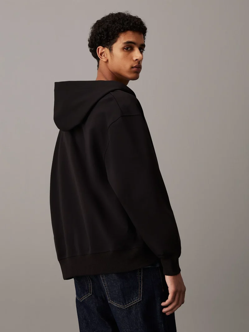 CALVIN KLEIN - Felpa con cappuccio e zip integrale dal taglio relaxed - Nero